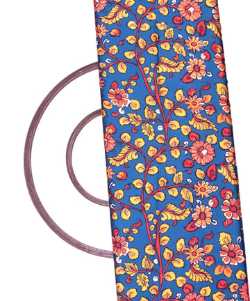 Teal Blue Colour Floral Print Satin Fabric